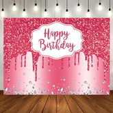 Aperturee - Pink Glitter Diamond Birthday Backdrop For Girl